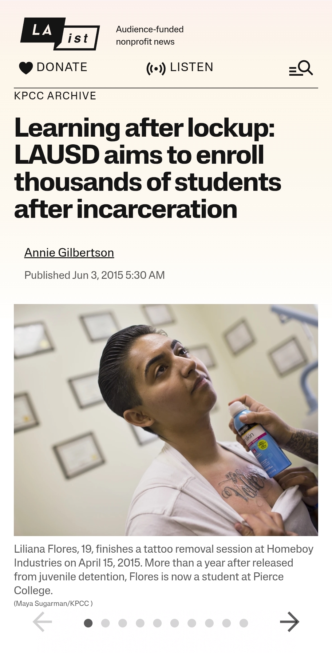 LAist article on Learning After Lockup featuring insights from L. Patty Flores